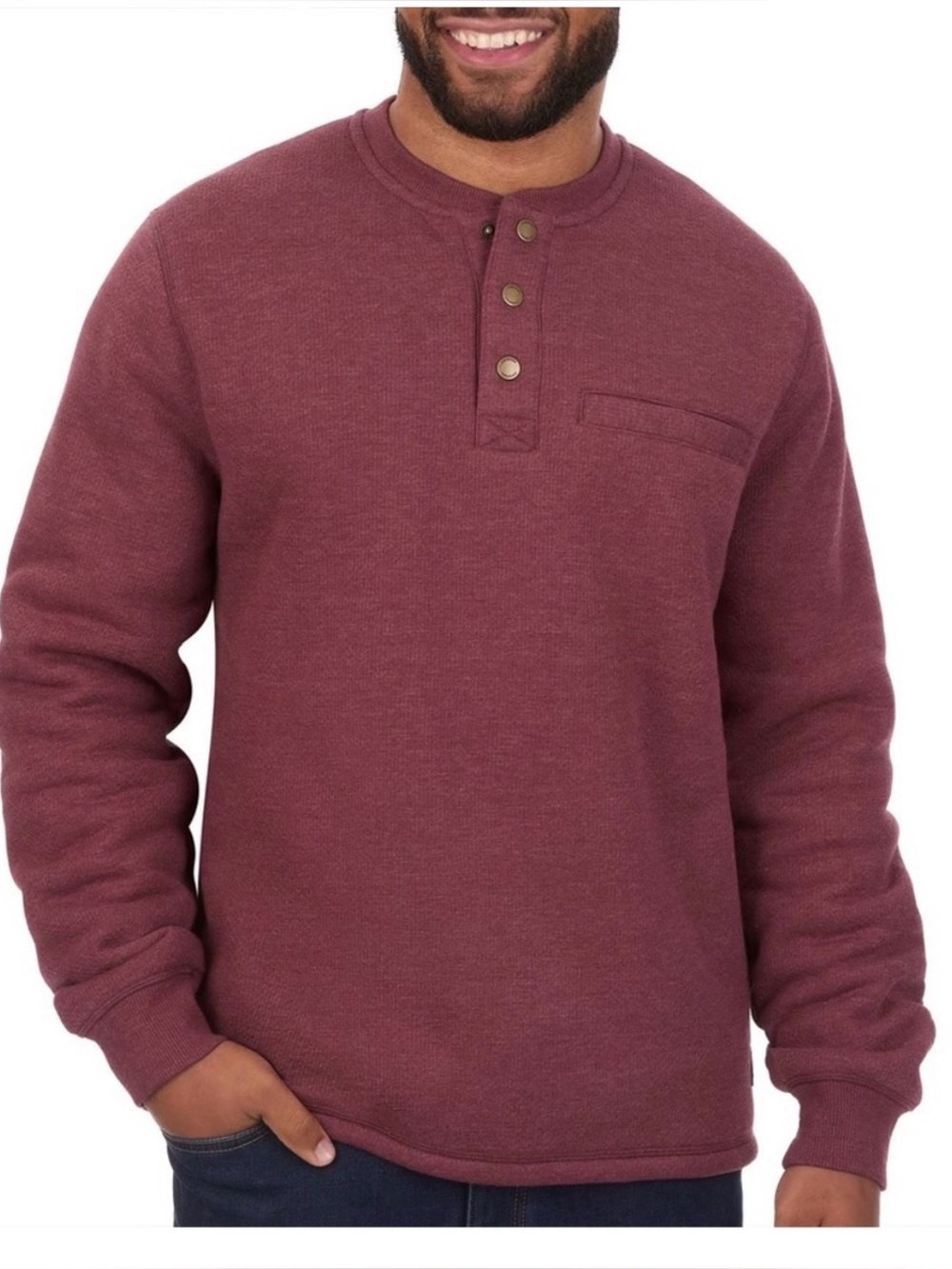 Coleman NWT Men's Burgundy Sherpa Lined Henley Pullover XL